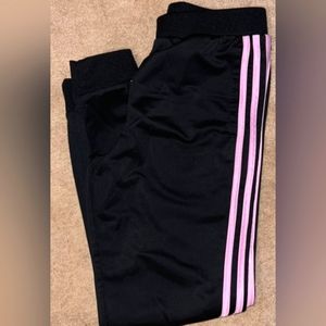 NEW WITHOUT TAG GORGEOUS Black and Pink Stripes  Adidas Joggers